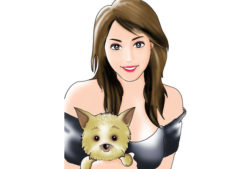 犬を抱く女性イラスト