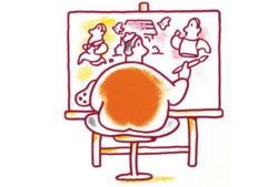 ジョギングをする人を描く画家イラスト