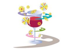 ワイングラスから舞う花びらイラスト