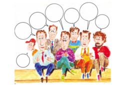 様々な職種の人々　クレヨンタッチイラスト